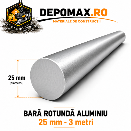 Bara rotunda aluminiu 25 mm, 3 metri, EN AW-6082